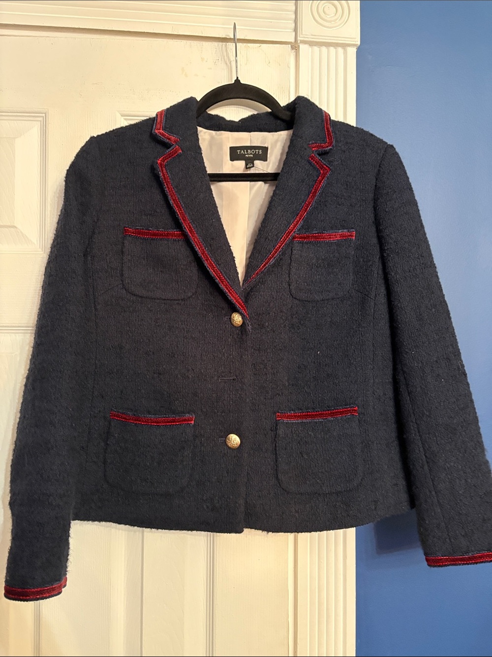 Talbots Piped Tweed Jacket - size 10P - Picture 6 of 6